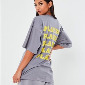 Playboy Grey Repeat Print Oversized T-Shirt (NWOT)
